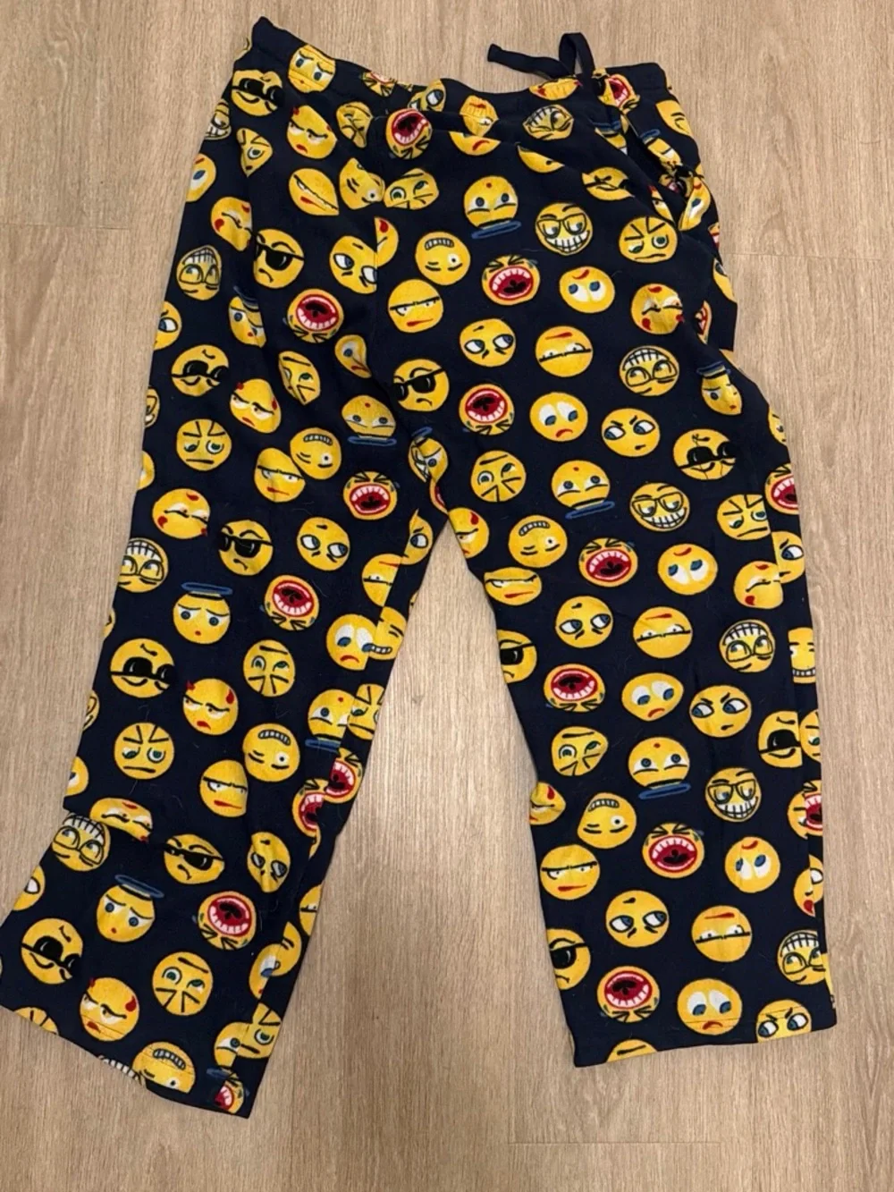 croft & barrow Black Pajama Pants with Yellow Emoji Print